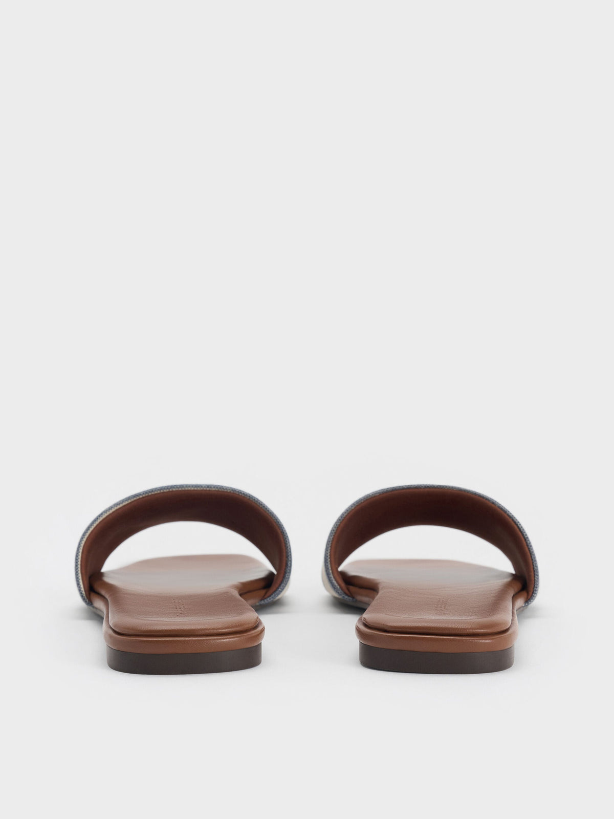CHARLES & KEITH Featured / Striped Square-Toe Slide Sandals - Dark Blue