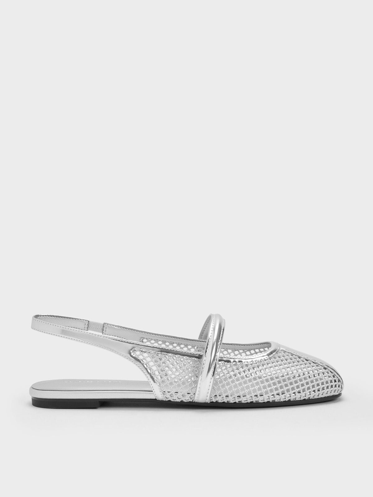 CHARLES & KEITH Signature / Ellory Mesh Slingback Mary Jane Flats - Silver