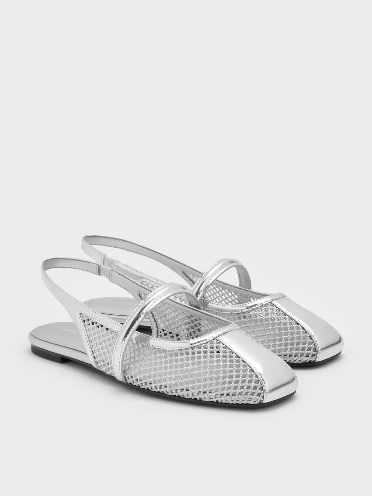 CHARLES & KEITH Signature / Ellory Mesh Slingback Mary Jane Flats - Silver