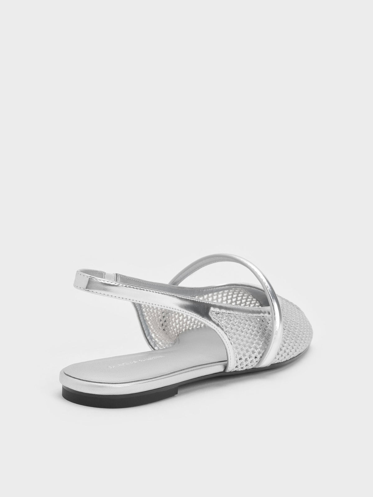 CHARLES & KEITH Signature / Ellory Mesh Slingback Mary Jane Flats - Silver
