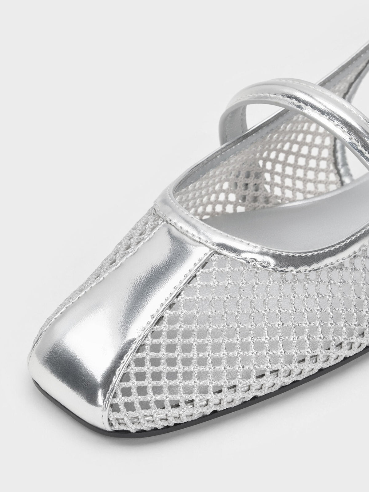 CHARLES & KEITH Signature / Ellory Mesh Slingback Mary Jane Flats - Silver