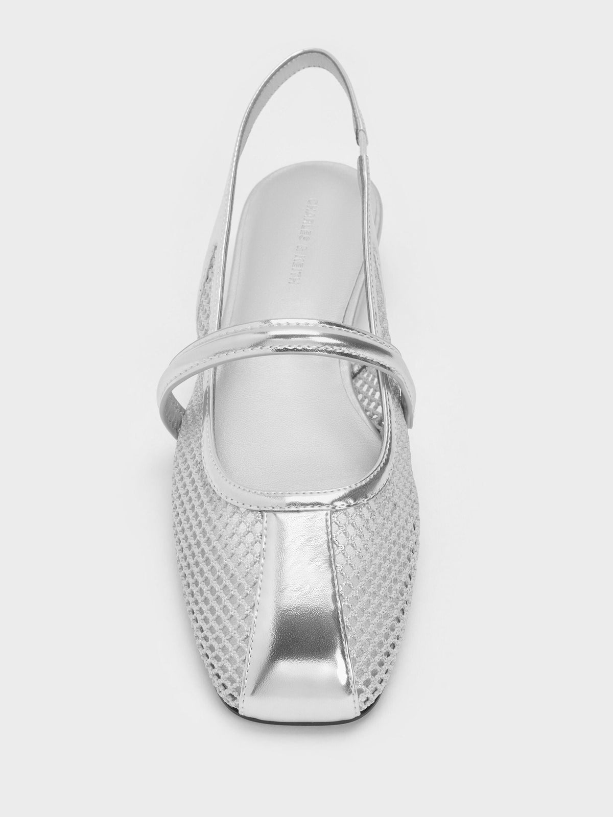 CHARLES & KEITH Signature / Ellory Mesh Slingback Mary Jane Flats - Silver