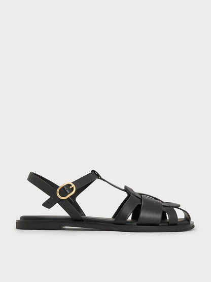 CHARLES & KEITH Recommended / Easley T-Bar Caged Sandals - Black