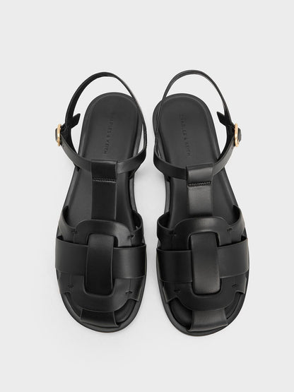 CHARLES & KEITH Recommended / Easley T-Bar Caged Sandals - Black