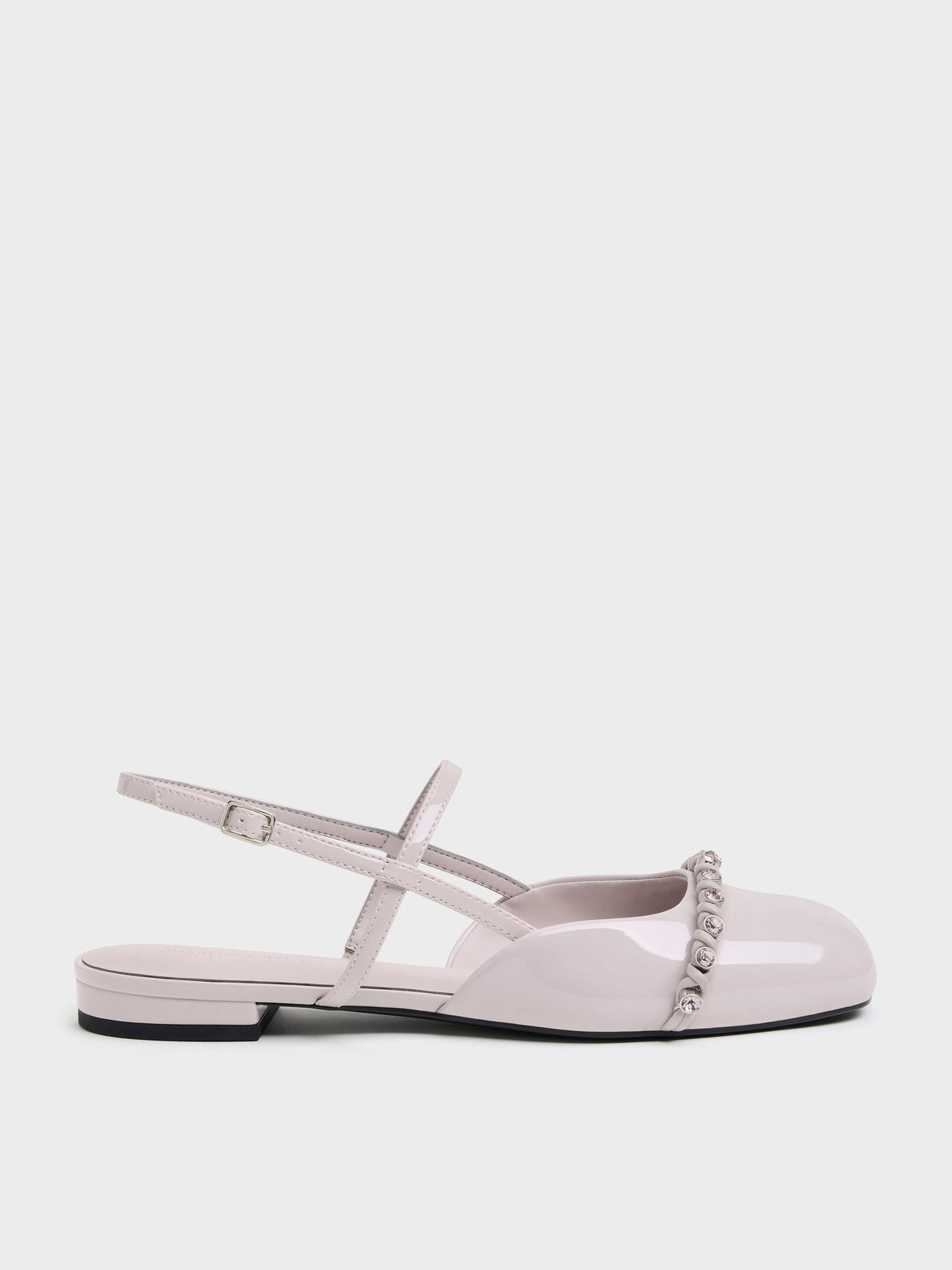 CHARLES & KEITH Discount / Patent Crystal Slingback Flats - Lilac