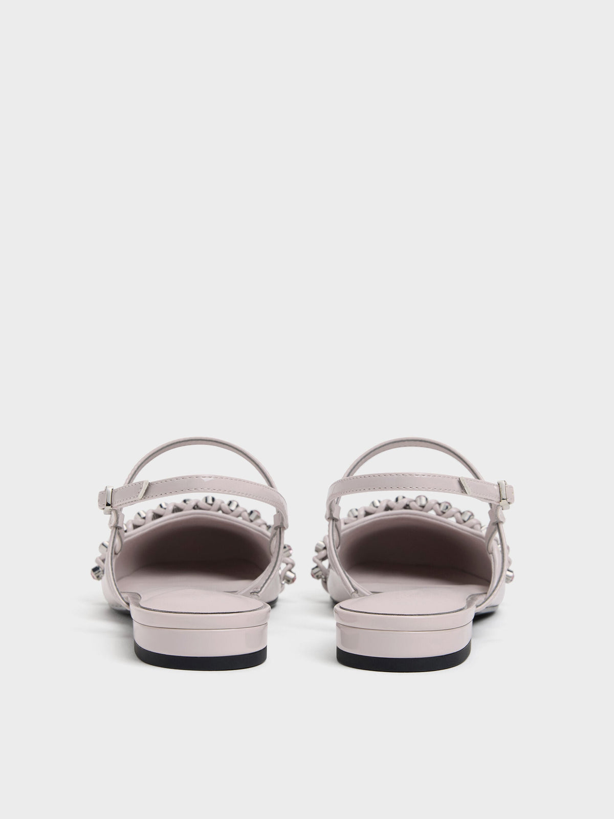 CHARLES & KEITH Discount / Patent Crystal Slingback Flats - Lilac