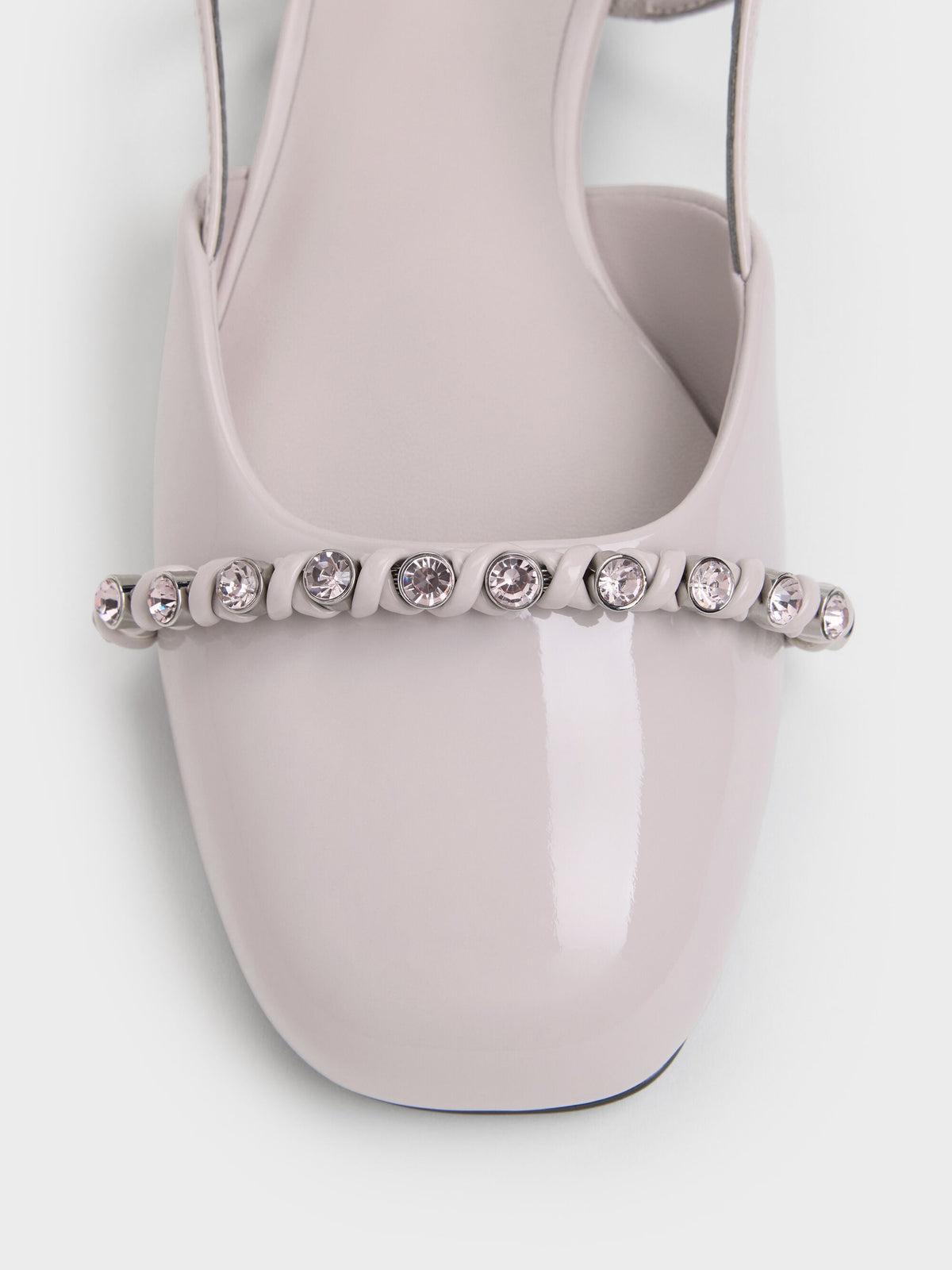 CHARLES & KEITH Discount / Patent Crystal Slingback Flats - Lilac