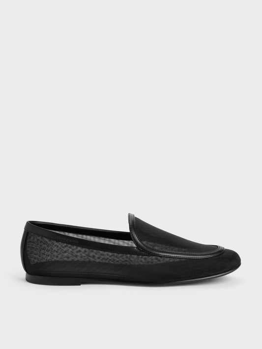 CHARLES & KEITH Popular / Mackie Mesh Loafers - Black Textured