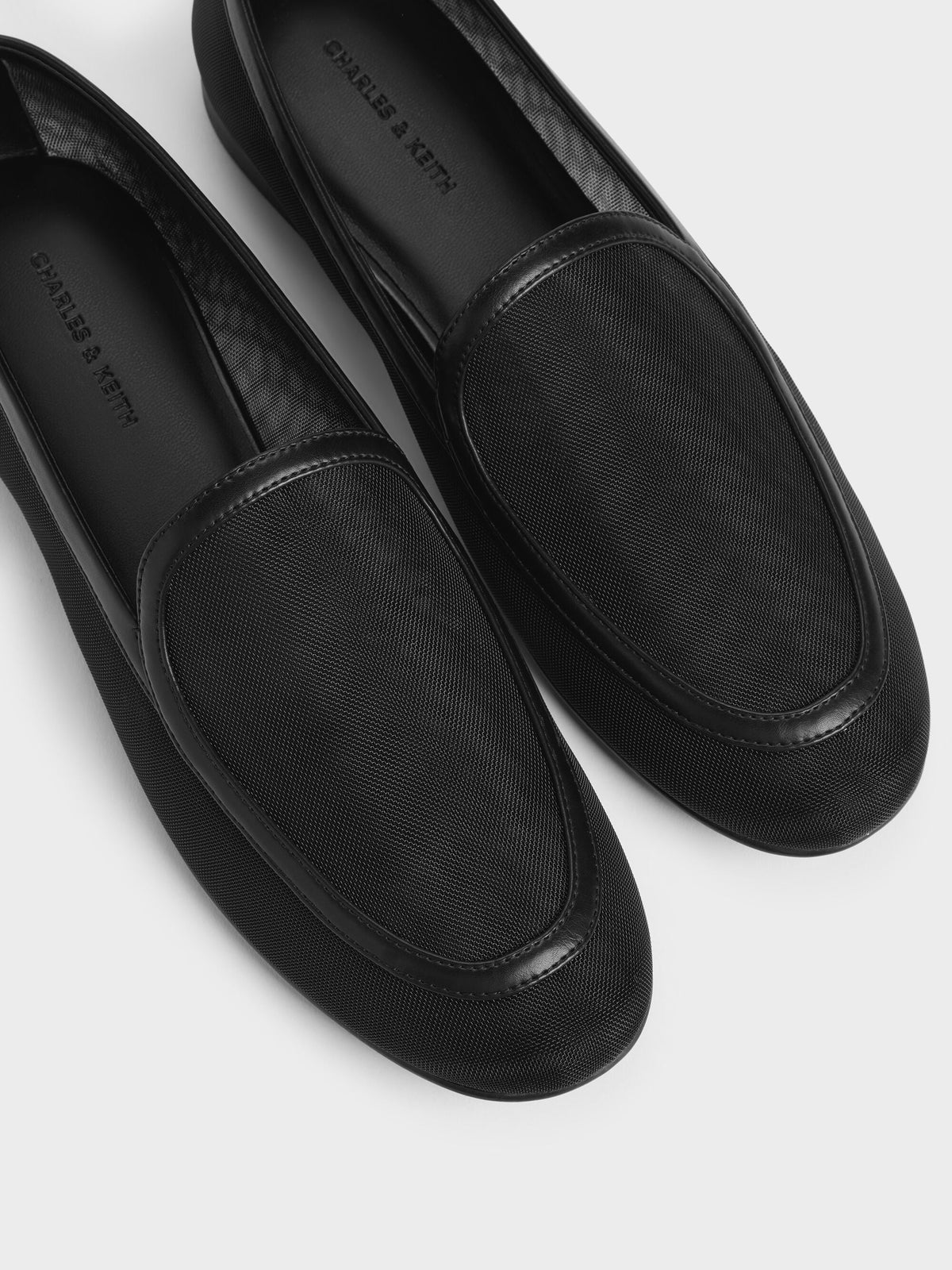 CHARLES & KEITH Popular / Mackie Mesh Loafers - Black Textured