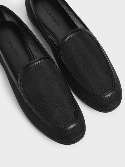 CHARLES & KEITH Popular / Mackie Mesh Loafers - Black Textured
