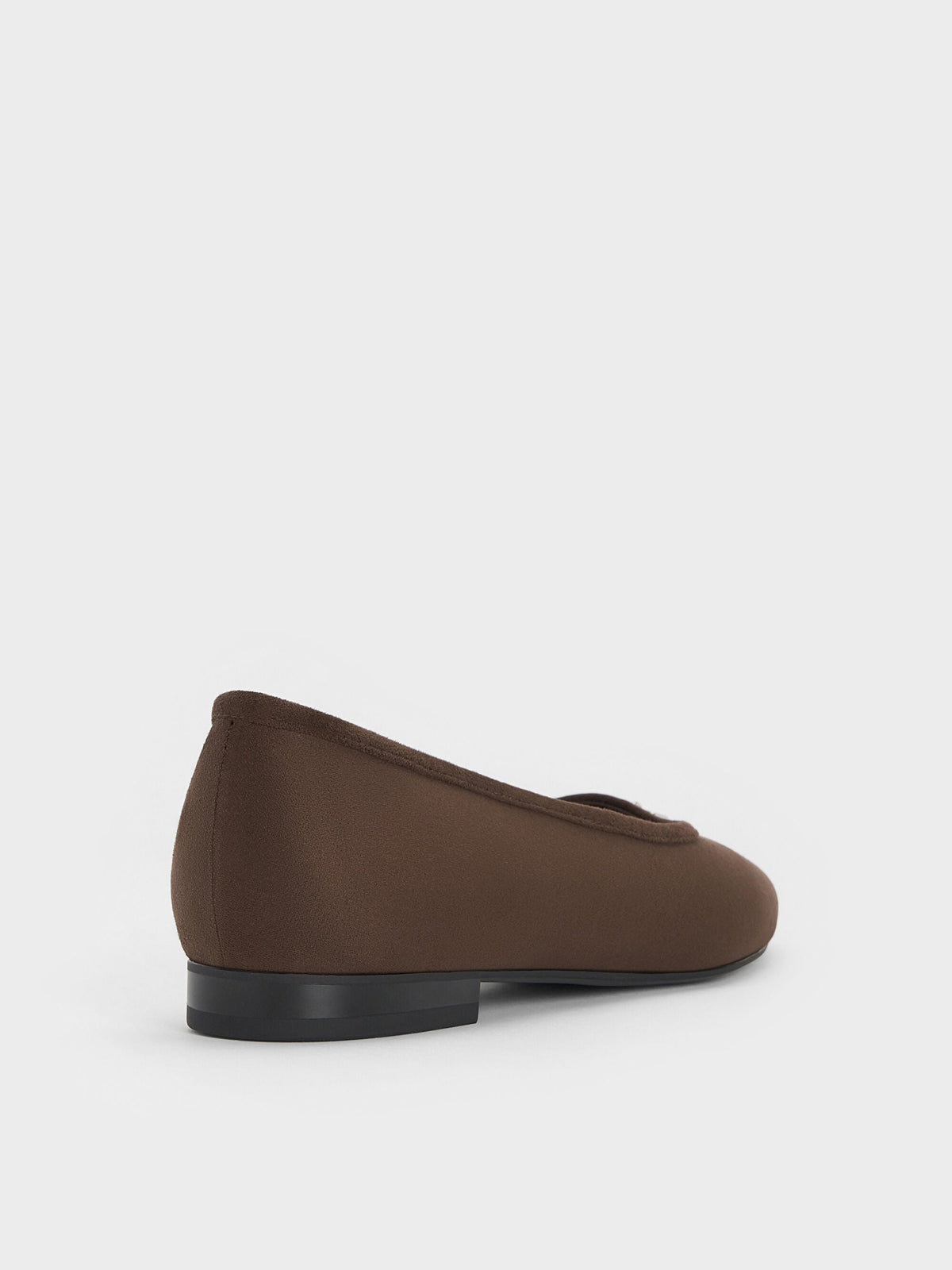 CHARLES & KEITH Trusted / Griselda Faux Suede Ballet Flats - Dark Brown Textured