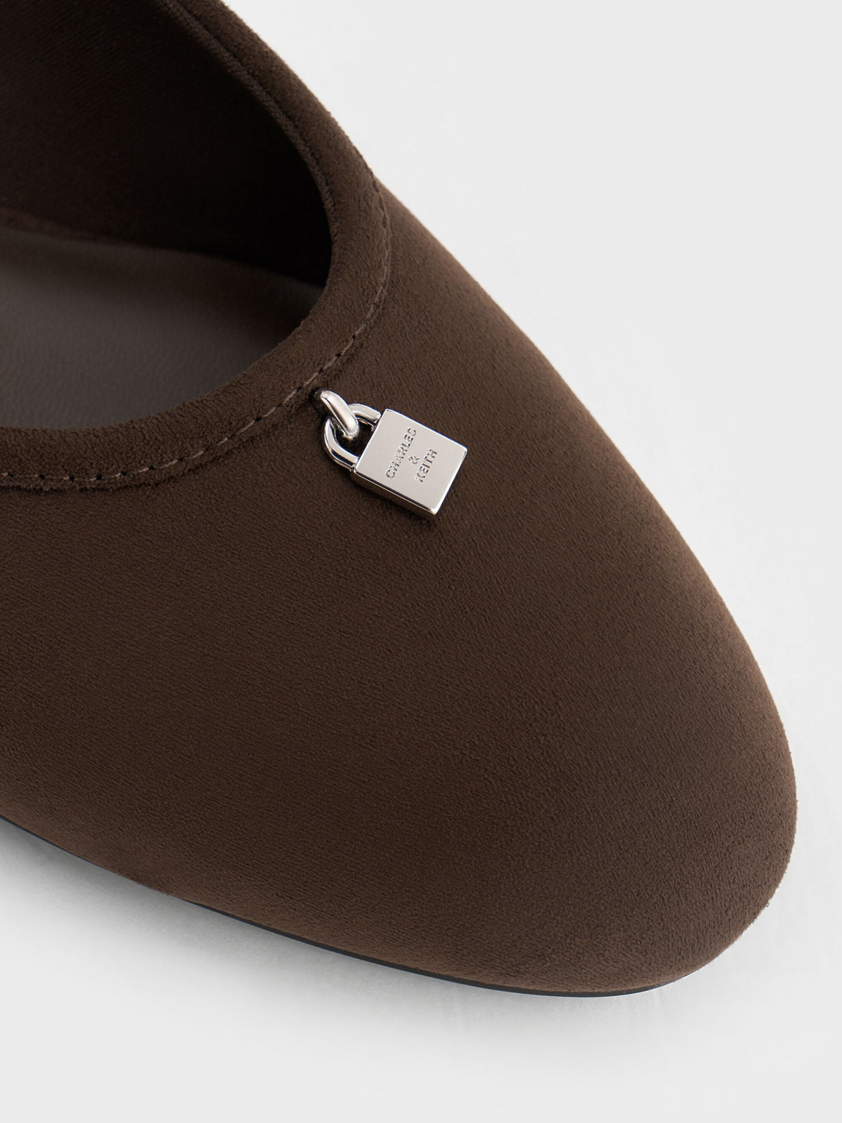 CHARLES & KEITH Trusted / Griselda Faux Suede Ballet Flats - Dark Brown Textured