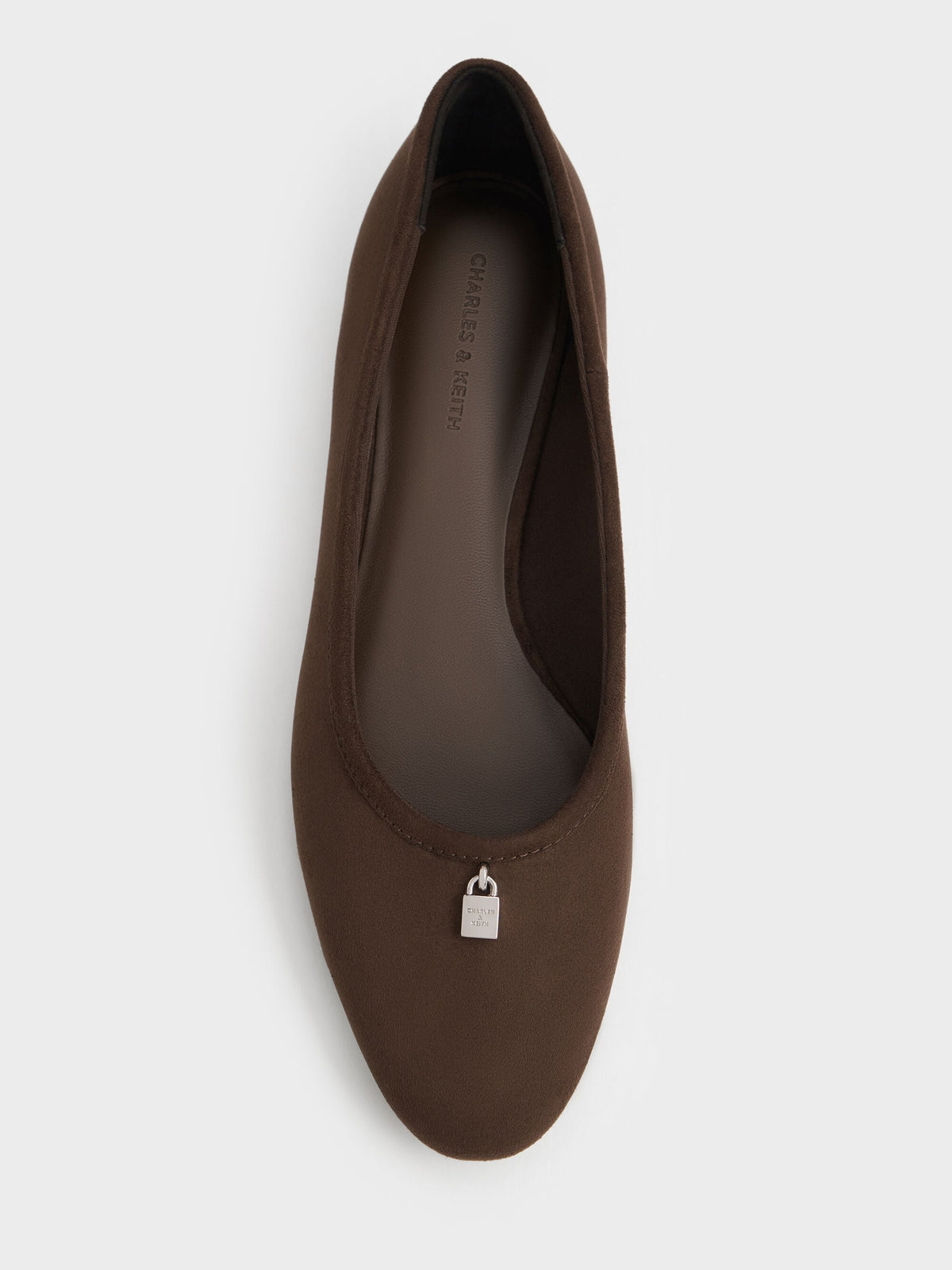 CHARLES & KEITH Trusted / Griselda Faux Suede Ballet Flats - Dark Brown Textured