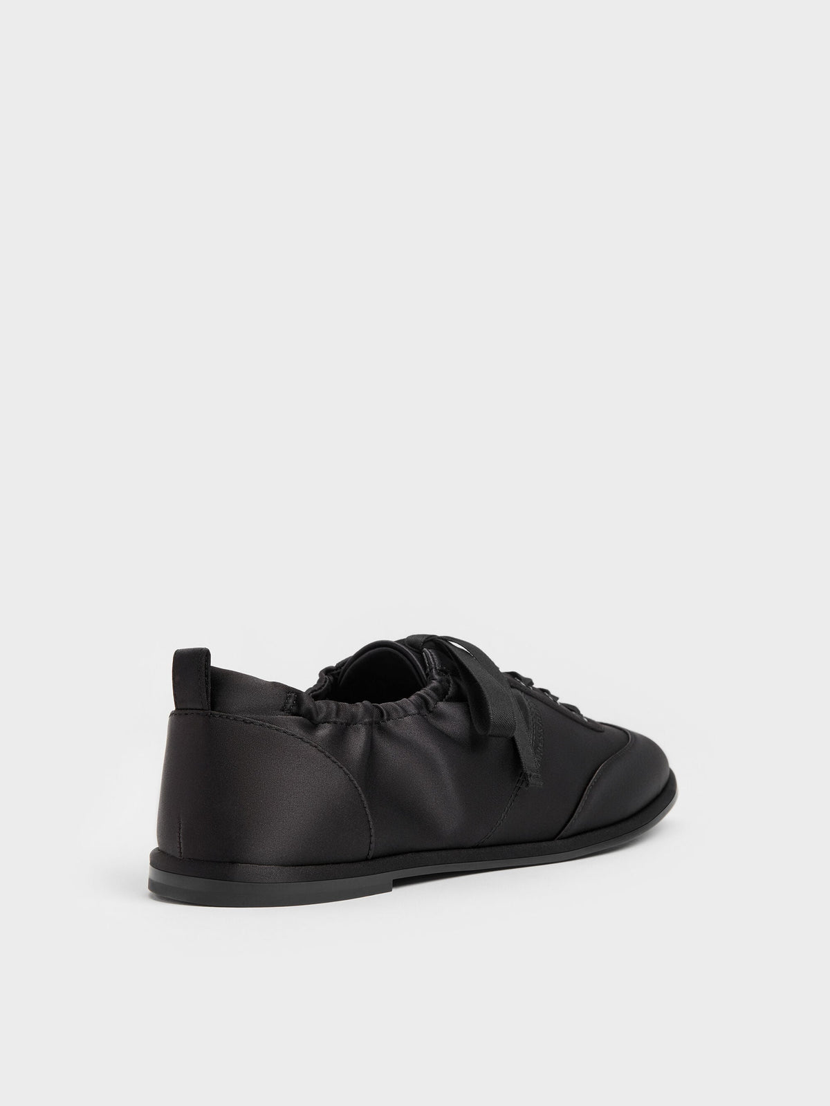 CHARLES & KEITH Smart Buy / Satin Ruched Sneakers - Black Textured