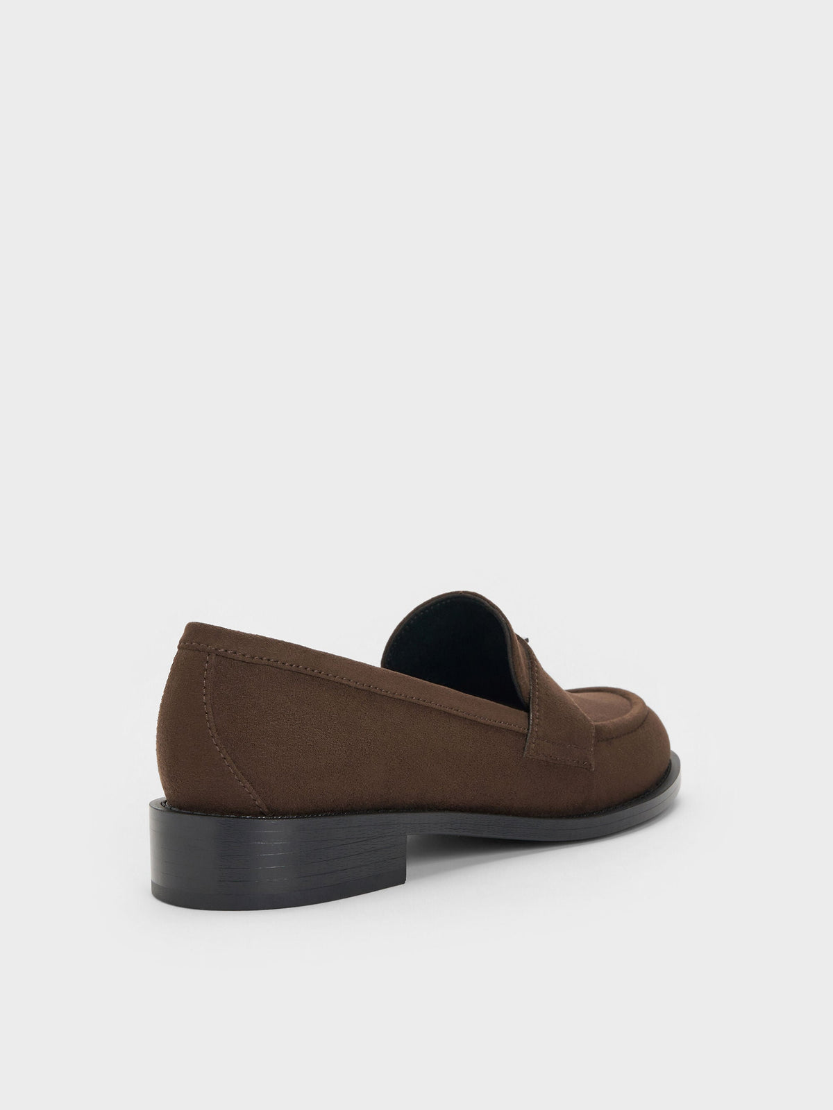 CHARLES & KEITH Hot Sale / Griselda Faux Suede Loafers - Dark Brown Textured