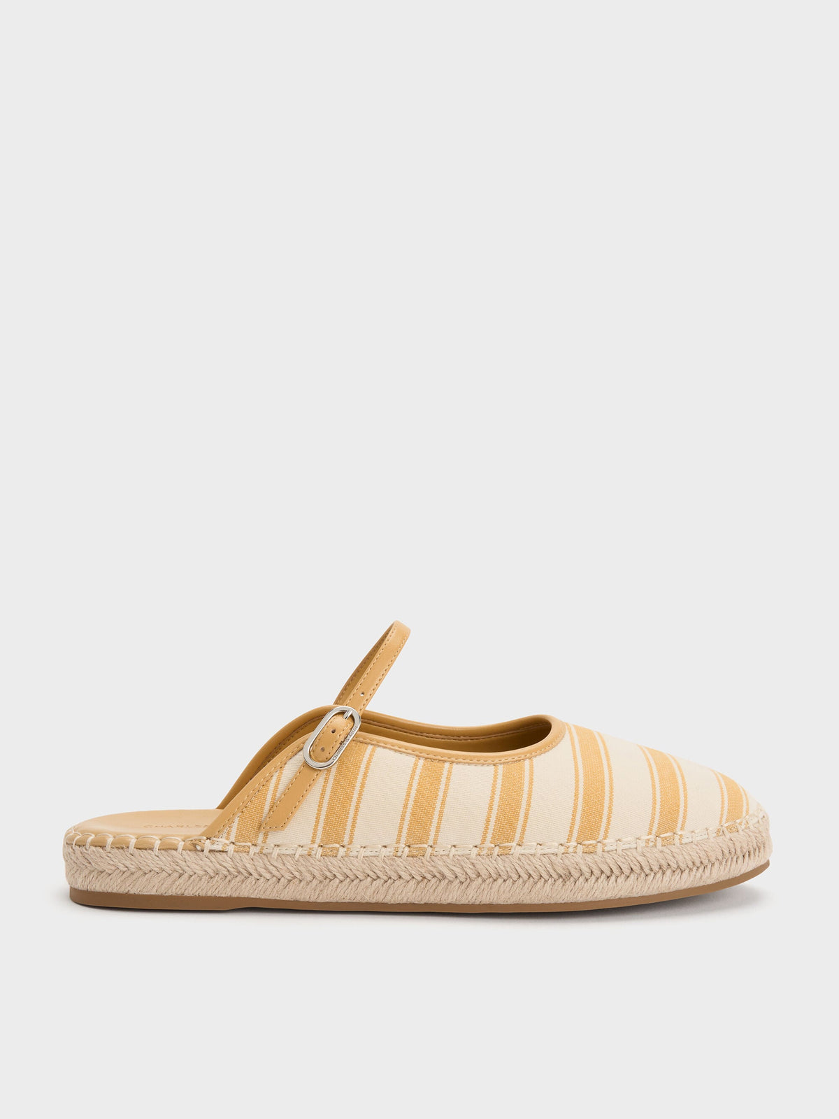 CHARLES & KEITH Signature / Striped Mary Jane Espadrille Mules - Yellow