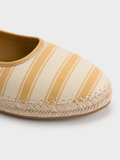 CHARLES & KEITH Signature / Striped Mary Jane Espadrille Mules - Yellow