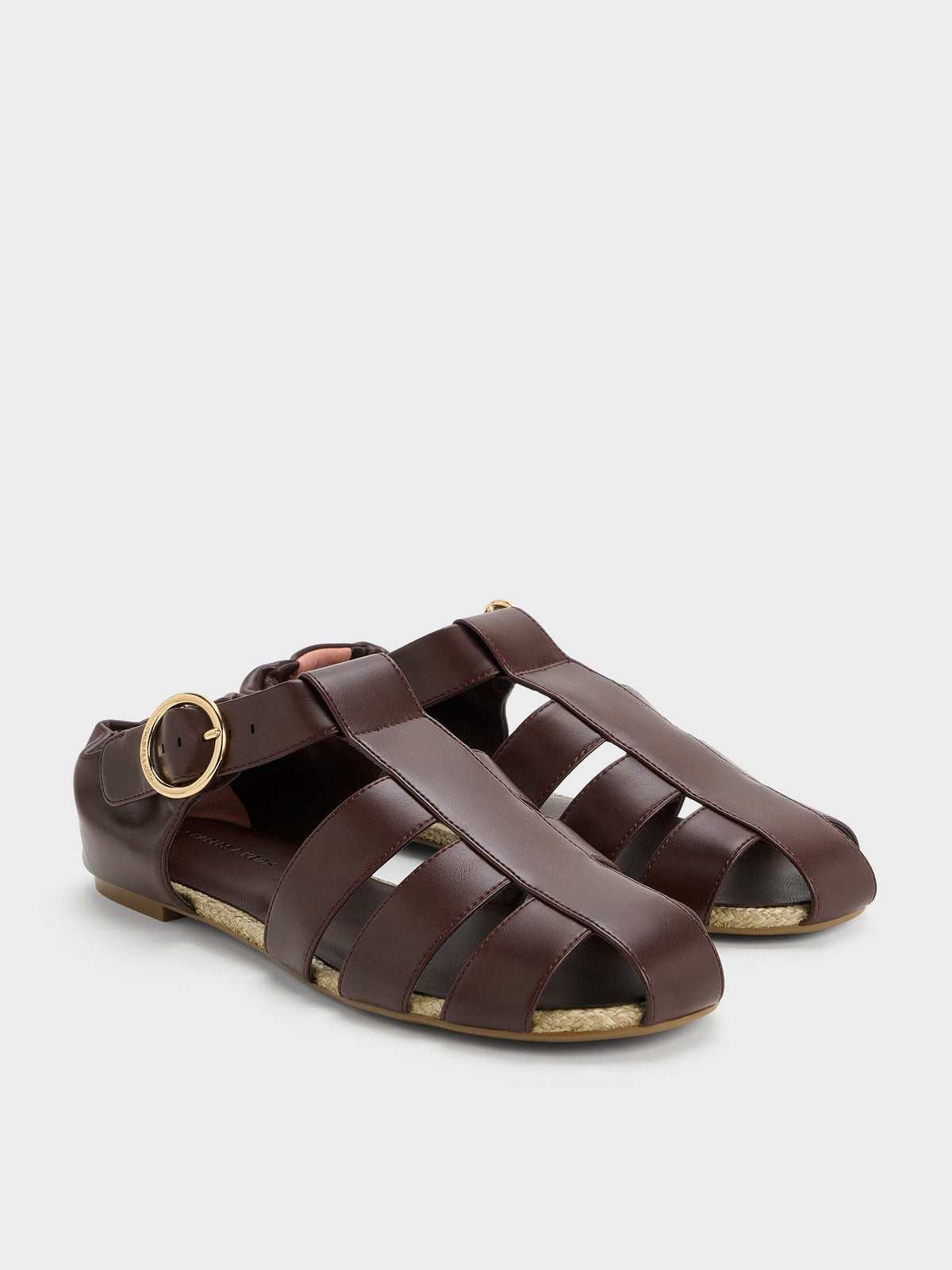 CHARLES & KEITH Best Seller / Caged Flat Espadrilles - Maroon