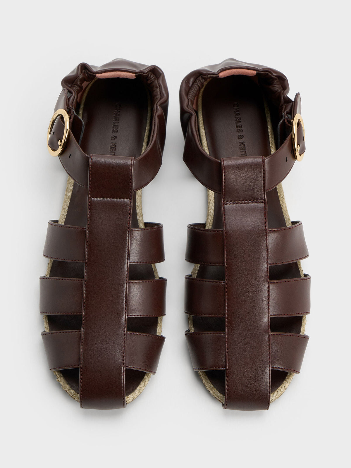 CHARLES & KEITH Best Seller / Caged Flat Espadrilles - Maroon