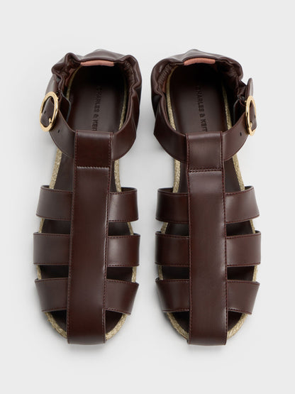 CHARLES & KEITH Best Seller / Caged Flat Espadrilles - Maroon