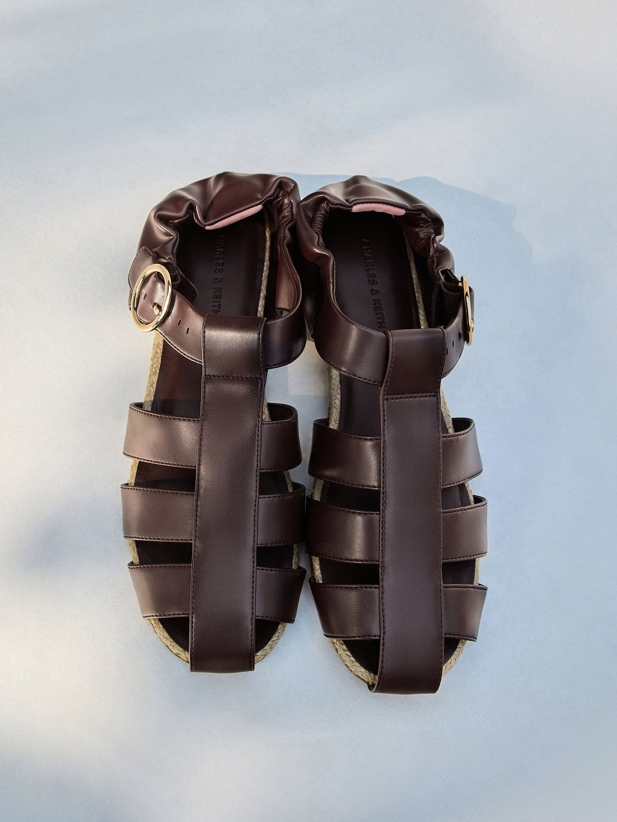 CHARLES & KEITH Best Seller / Caged Flat Espadrilles - Maroon