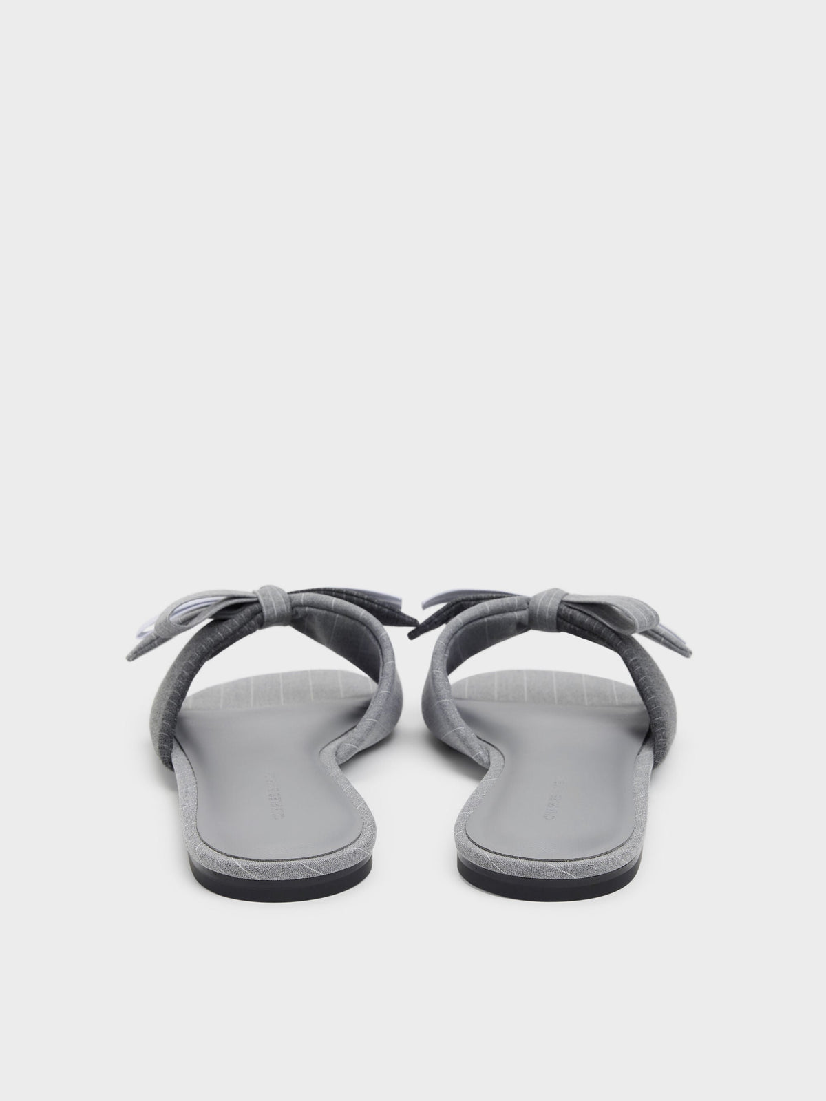 CHARLES & KEITH New / Striped Bow Slide Sandals - Grey