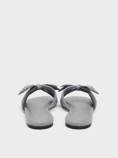 CHARLES & KEITH New / Striped Bow Slide Sandals - Grey