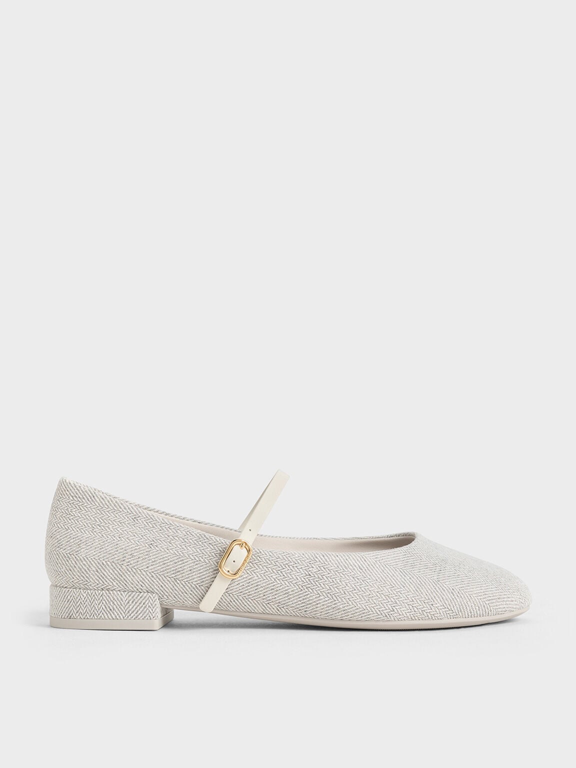 CHARLES & KEITH Everyday / Gertrude Tweed Mary Janes - Light Grey