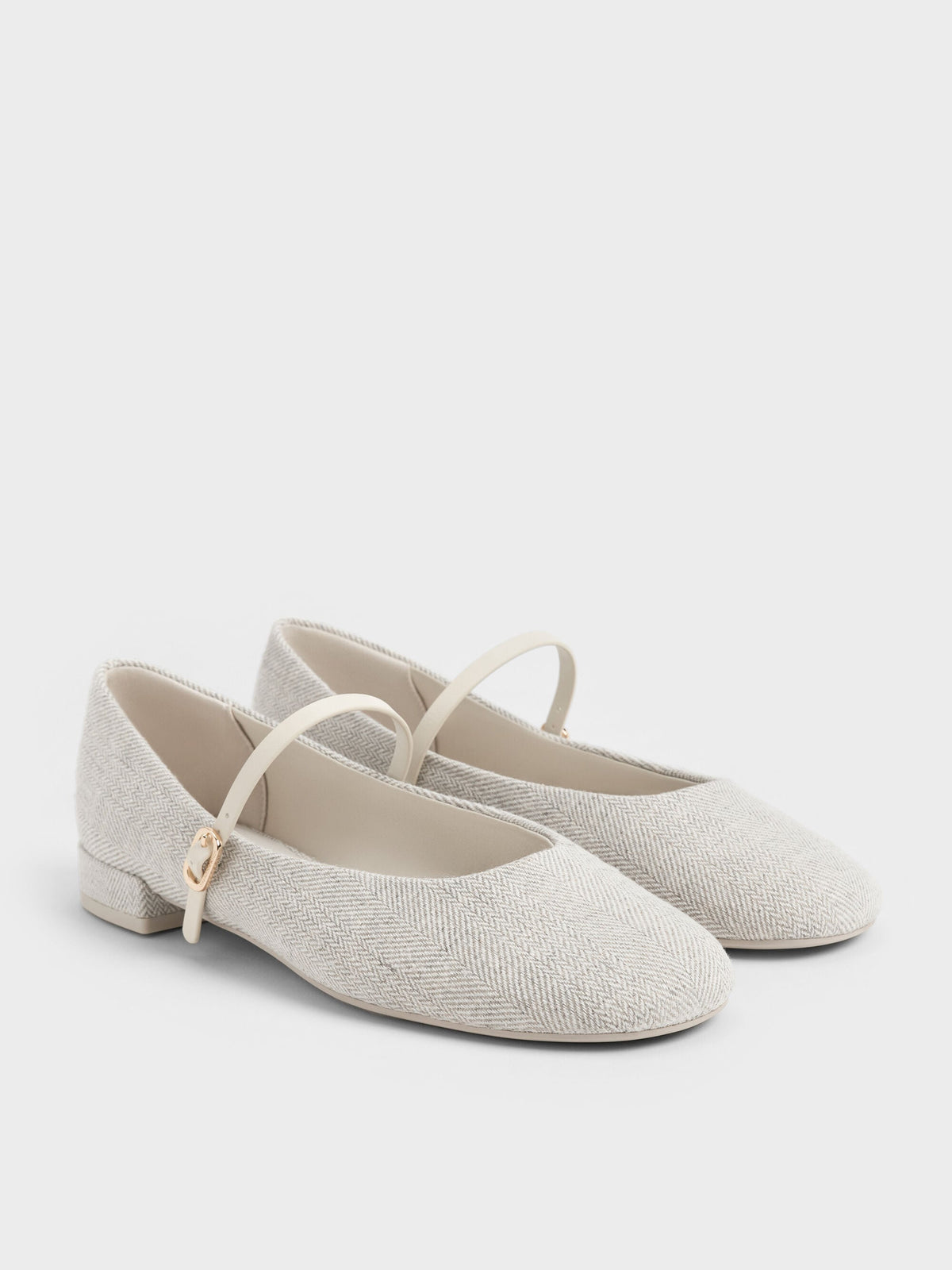 CHARLES & KEITH Everyday / Gertrude Tweed Mary Janes - Light Grey