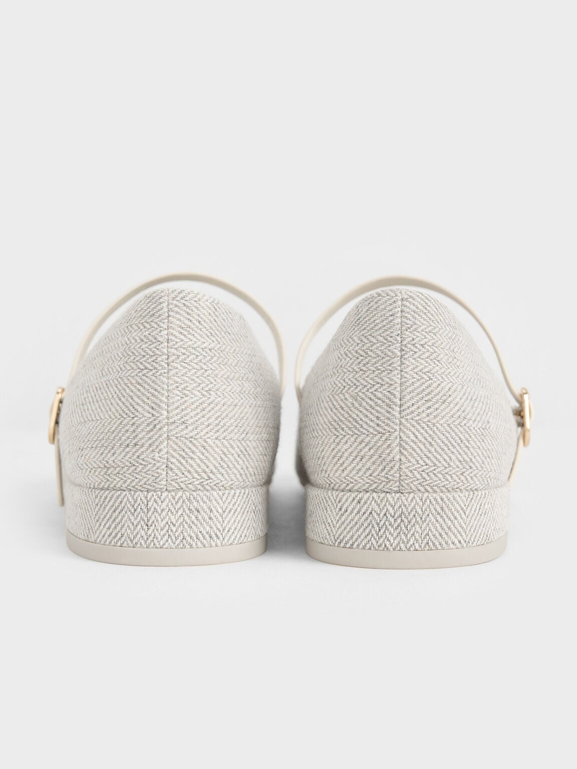CHARLES & KEITH Everyday / Gertrude Tweed Mary Janes - Light Grey