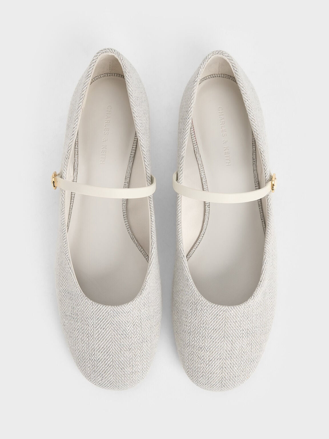 CHARLES & KEITH Everyday / Gertrude Tweed Mary Janes - Light Grey