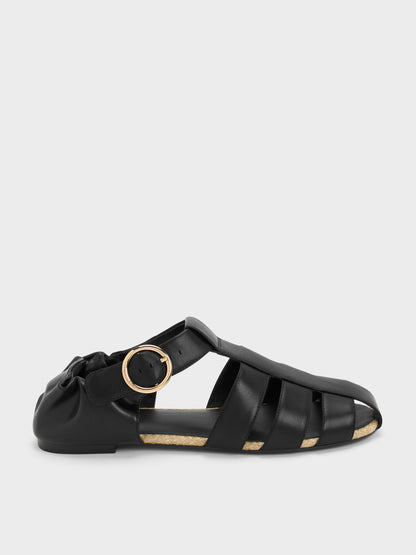 CHARLES & KEITH Trusted / Caged Flat Espadrilles - Black