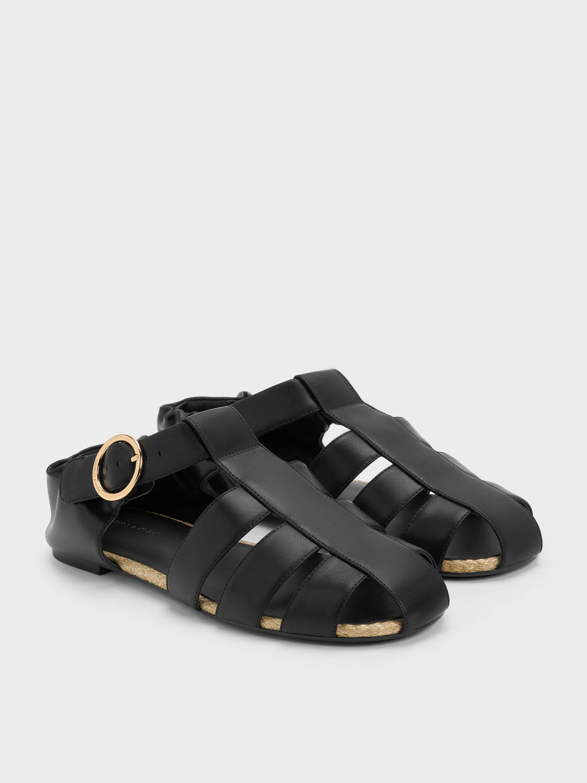 CHARLES & KEITH Trusted / Caged Flat Espadrilles - Black