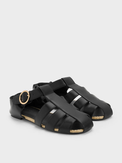 CHARLES & KEITH Trusted / Caged Flat Espadrilles - Black