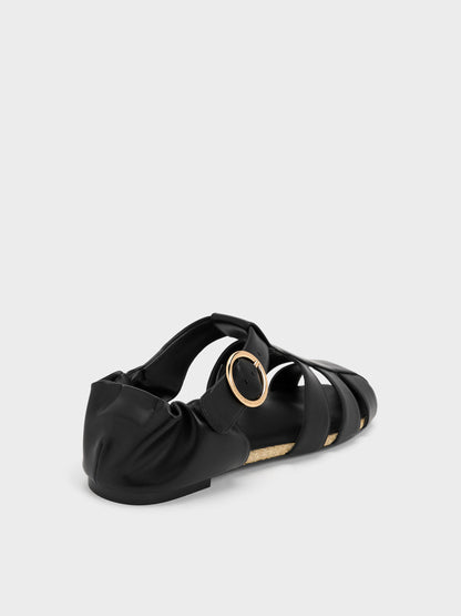 CHARLES & KEITH Trusted / Caged Flat Espadrilles - Black