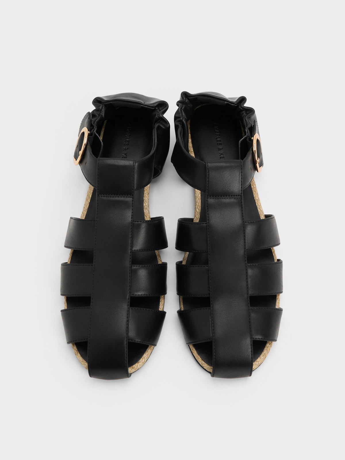 CHARLES & KEITH Trusted / Caged Flat Espadrilles - Black