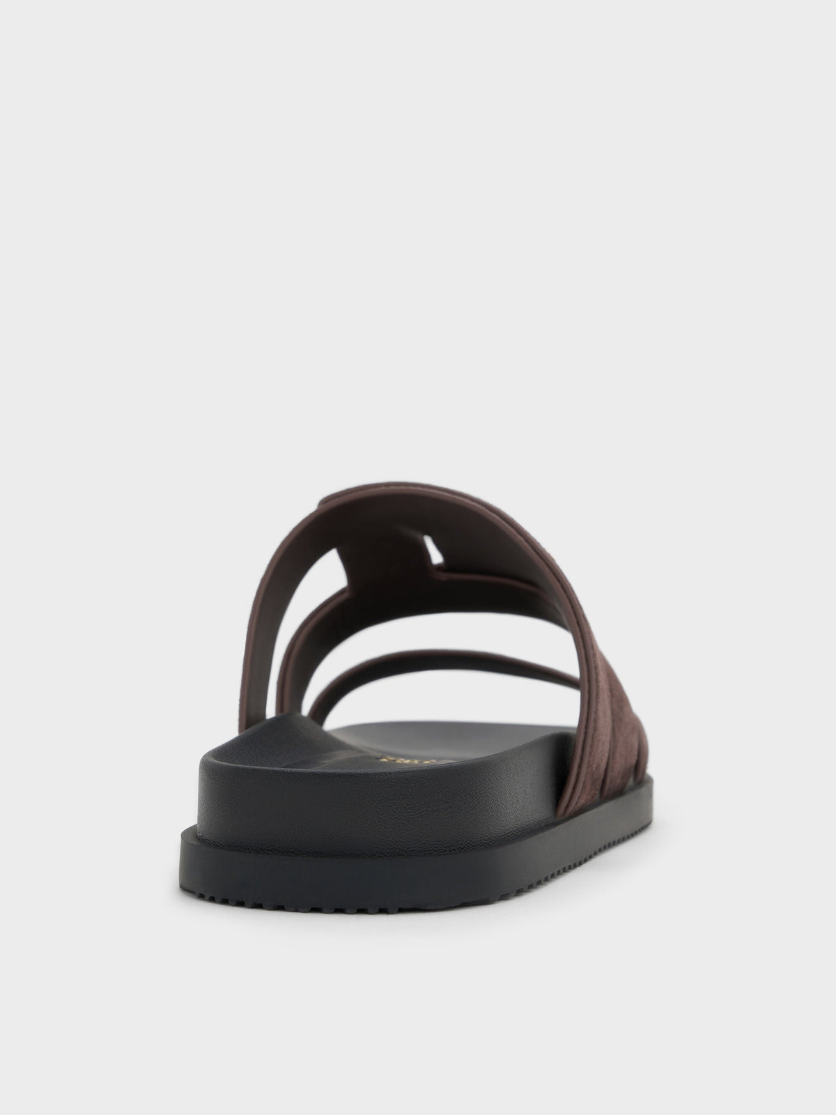 CHARLES & KEITH Classic / Petina Suede Flatform Sandals - Dark Brown Textured