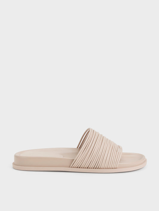 CHARLES & KEITH New / Fianna Strappy Slide Sandals - Beige