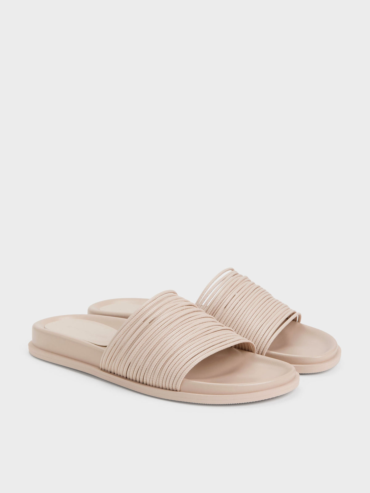 CHARLES & KEITH New / Fianna Strappy Slide Sandals - Beige