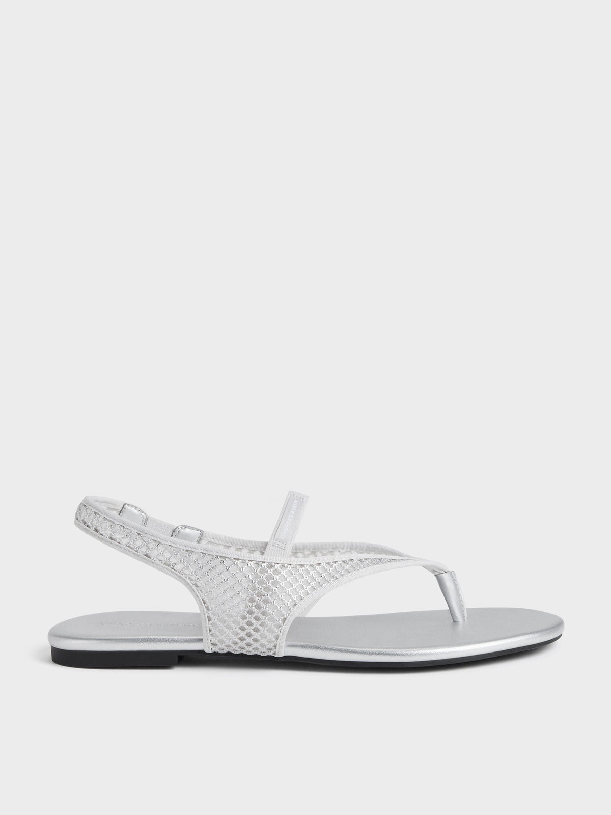 CHARLES & KEITH Quality / Ellory Mesh Thong Slingback Sandals - Silver