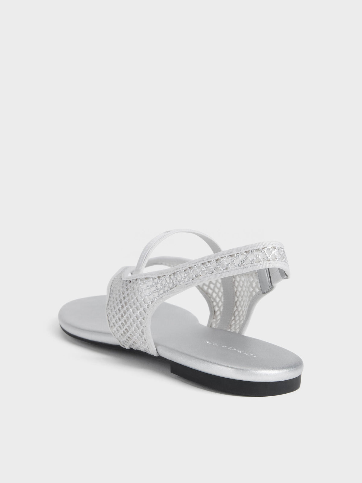 CHARLES & KEITH Quality / Ellory Mesh Thong Slingback Sandals - Silver