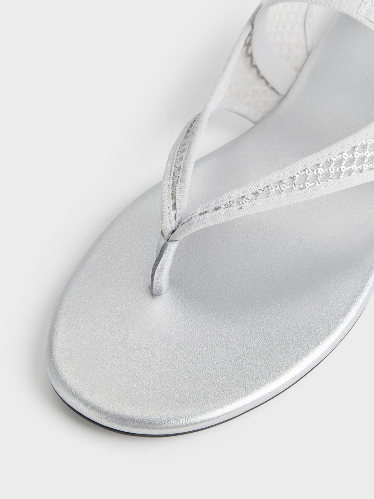 CHARLES & KEITH Quality / Ellory Mesh Thong Slingback Sandals - Silver