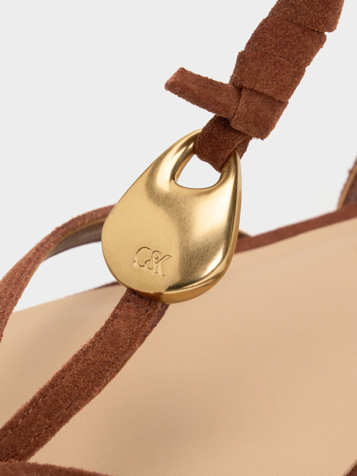 CHARLES & KEITH Recommended / Adema Leather Strappy Thong Sandals - Brown