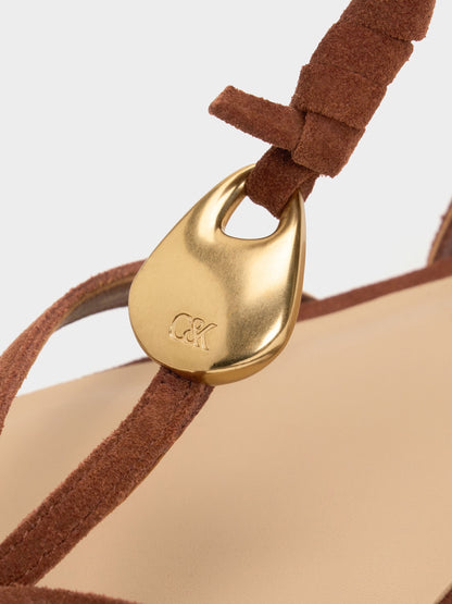 CHARLES & KEITH Recommended / Adema Leather Strappy Thong Sandals - Brown