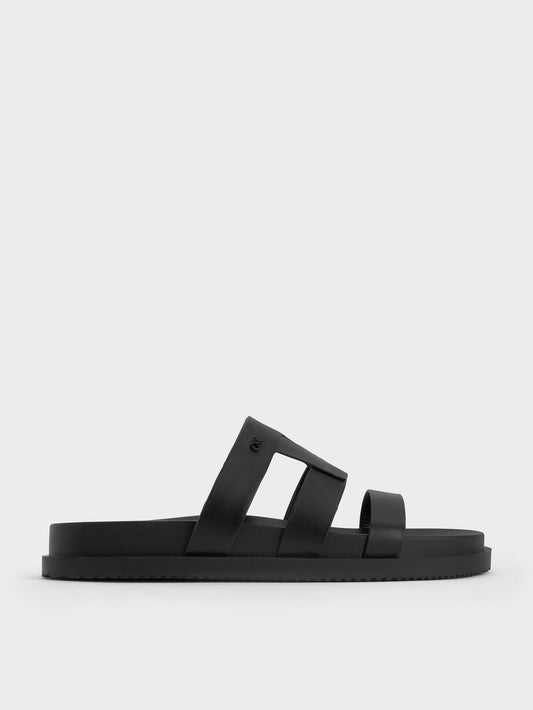 CHARLES & KEITH Best Price / Petina Leather Flatform Sandals - Black