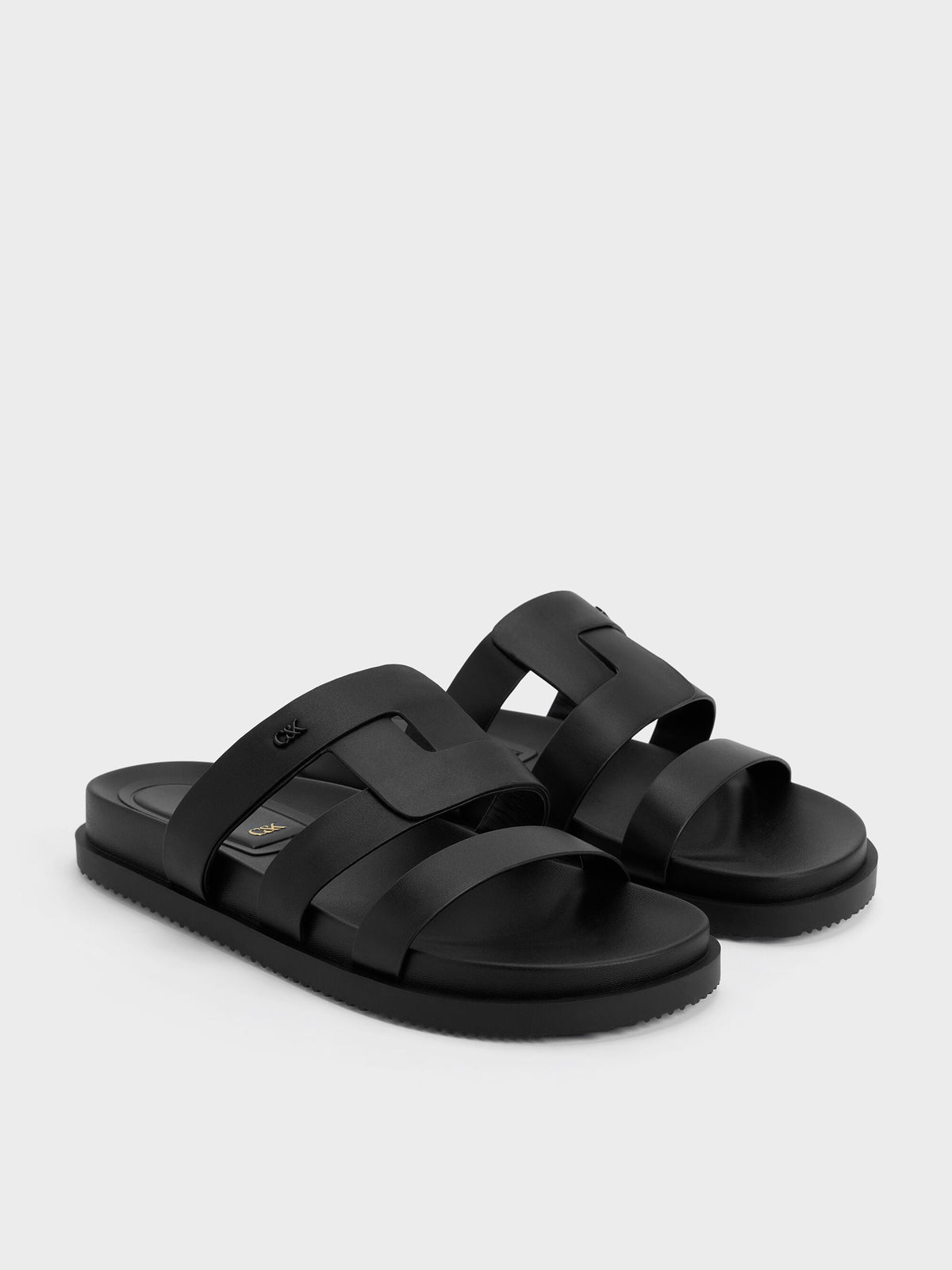 CHARLES & KEITH Best Price / Petina Leather Flatform Sandals - Black