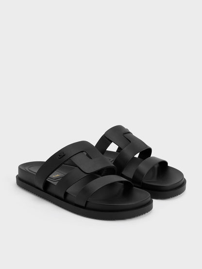CHARLES & KEITH Best Price / Petina Leather Flatform Sandals - Black