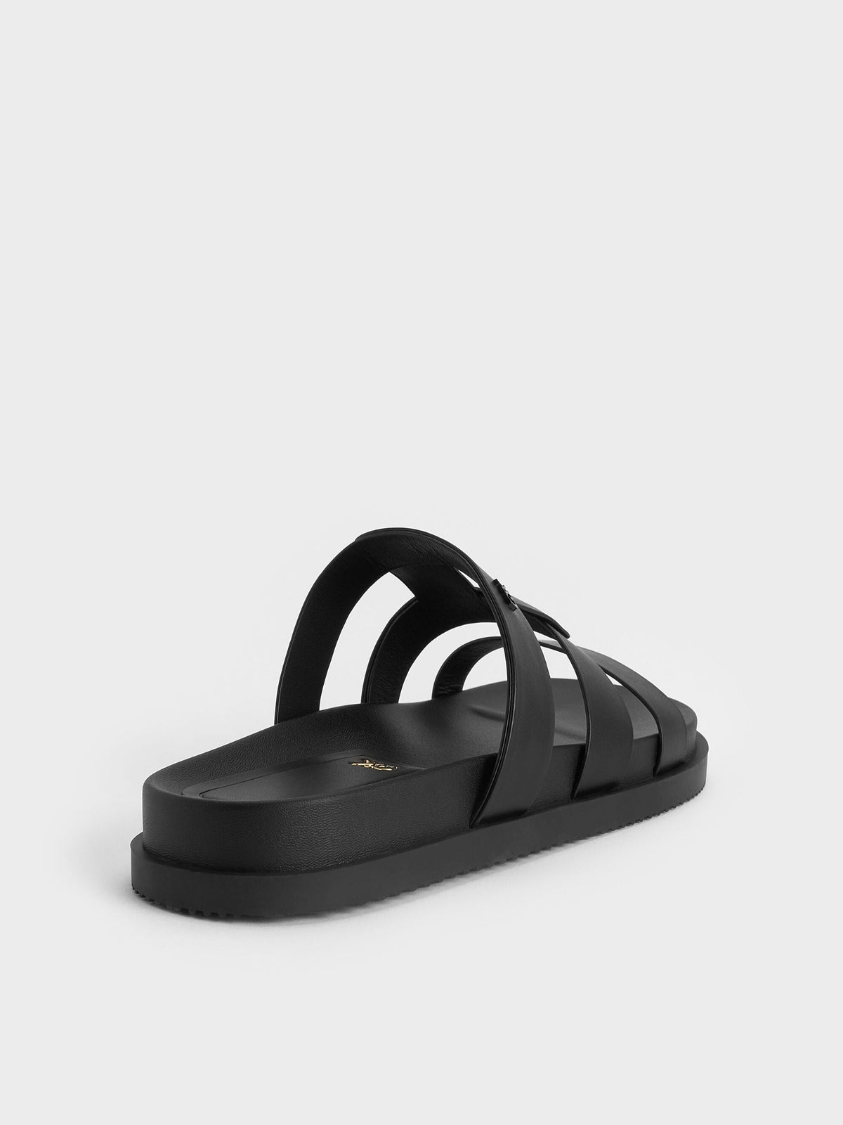 CHARLES & KEITH Best Price / Petina Leather Flatform Sandals - Black