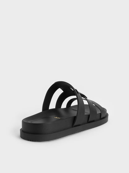 CHARLES & KEITH Best Price / Petina Leather Flatform Sandals - Black