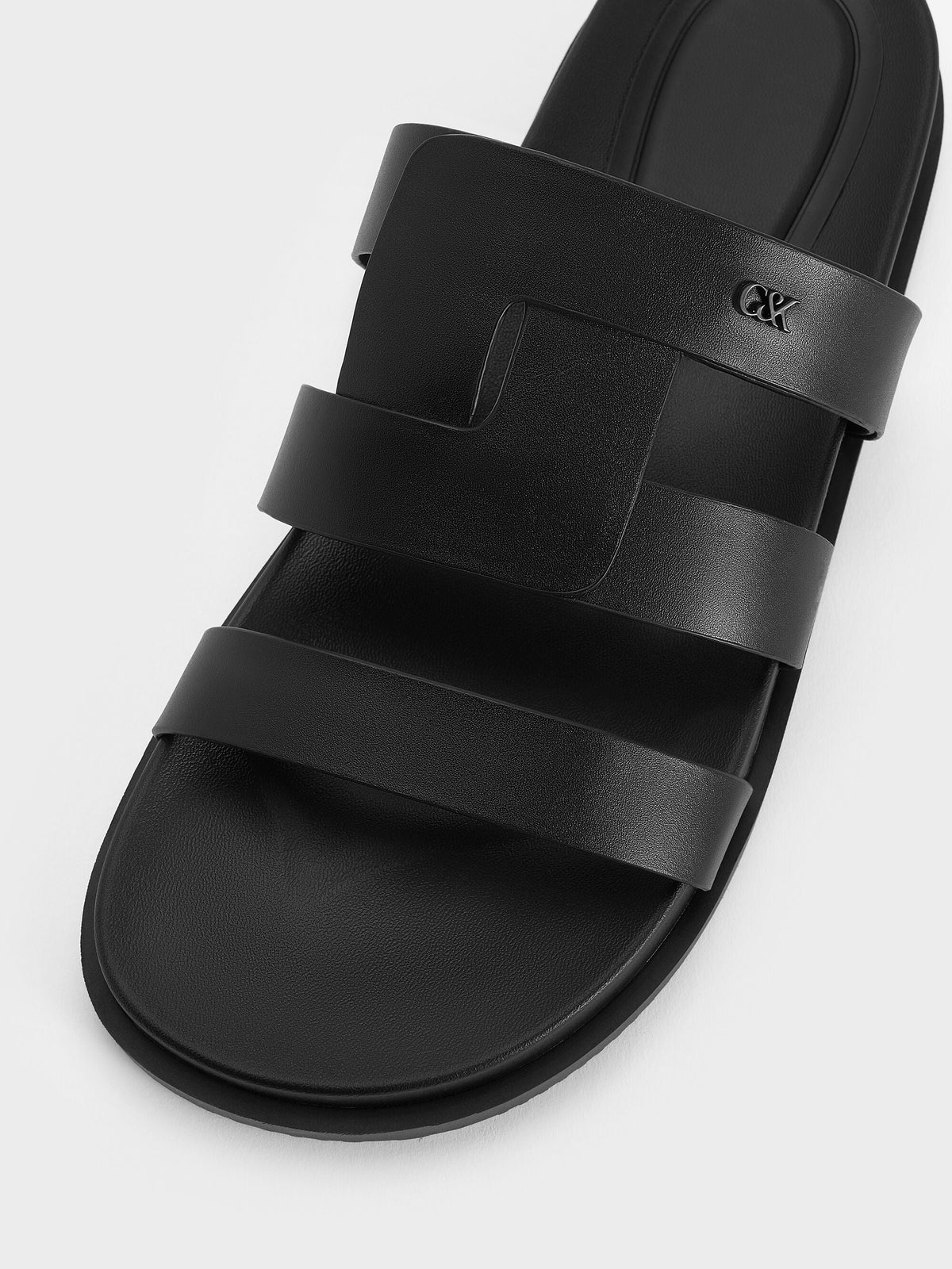 CHARLES & KEITH Best Price / Petina Leather Flatform Sandals - Black